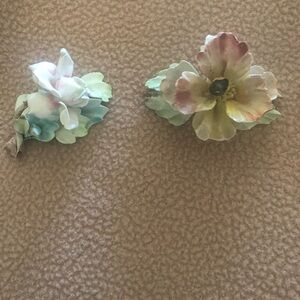 Pastel Floral  Porcelain Flowers Accents -Set of 2